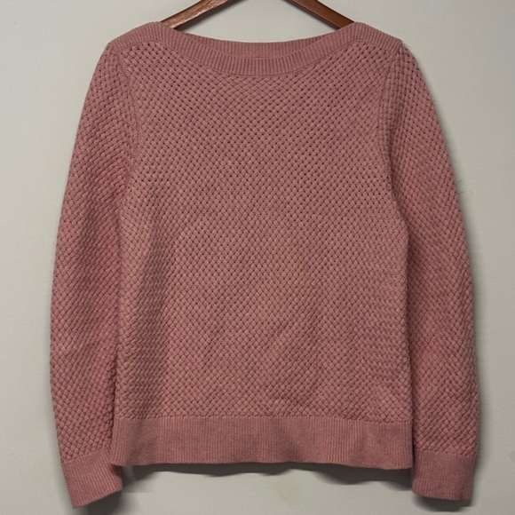 LL Bean Basketweave Sweater Boatneck Pink - Picture 2 of 6